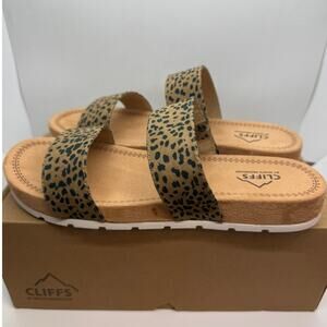 Cliffs by White Mountain Tahlie Slide Sandal Womens US 10 Tan Cheetah C29049-834